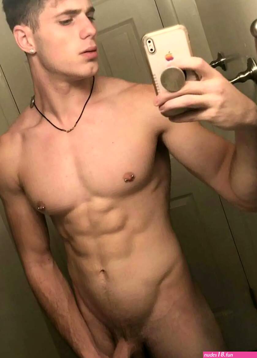 Naked guy in mirror