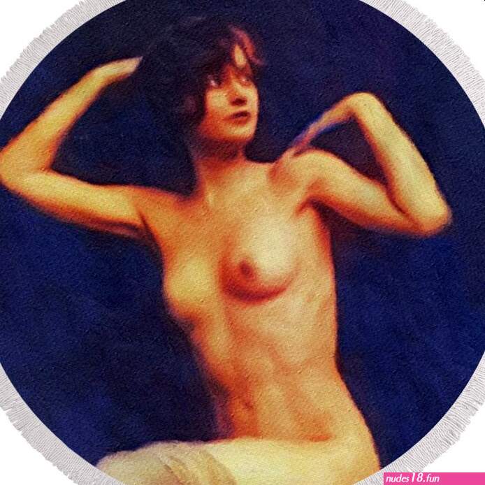 Barbara Stanwyck Vintage Movie Star Nude Round Beach Towel by Esoterica Art Agency