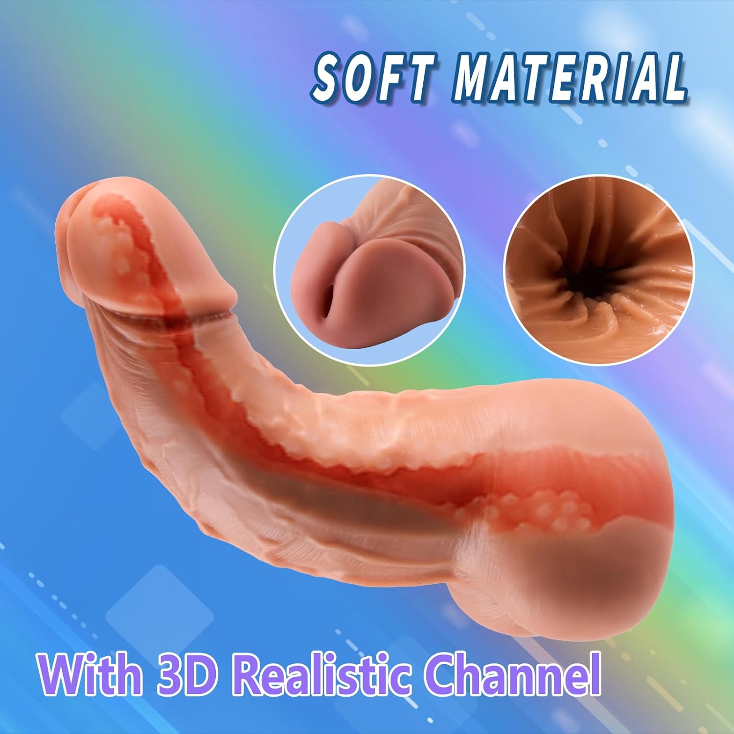 2 in 1 Realistic Dildo Pocket Pussy Male Masturbator with Penetrable Pee- Hole and Anus Lifelike Dildos Shape Male Sex Toys with Balls for Gay Sex Eterfore Male Sex Doll for Men Couple
