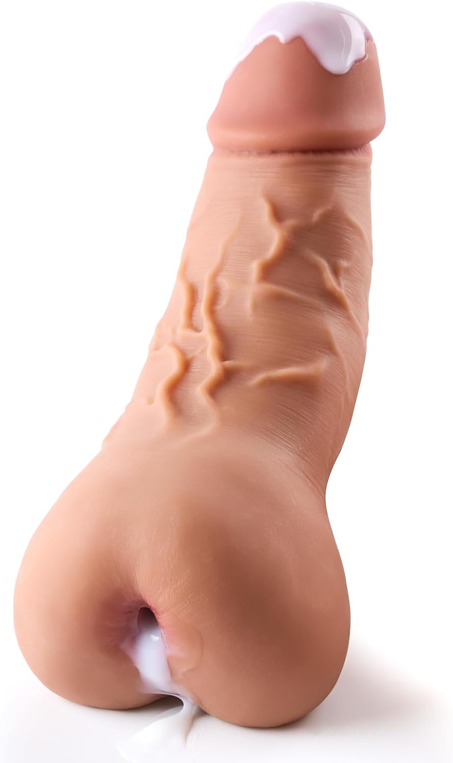 2 in 1 Realistic Dildo Pocket Pussy Male Masturbator with Penetrable Pee- Hole and Anus Lifelike Dildos Shape Male Sex Toys with Balls for Gay Sex Eterfore Male Sex Doll for Men Couple