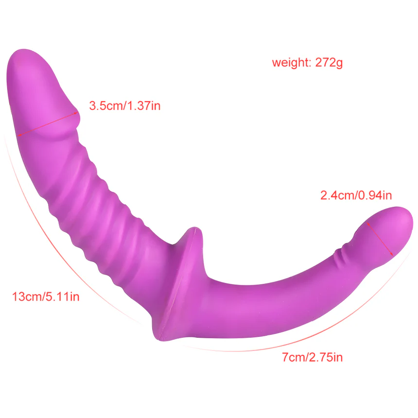 MRIMIN Strapless Strap-On Double Sided Headed Dildo for Lesbian and Co