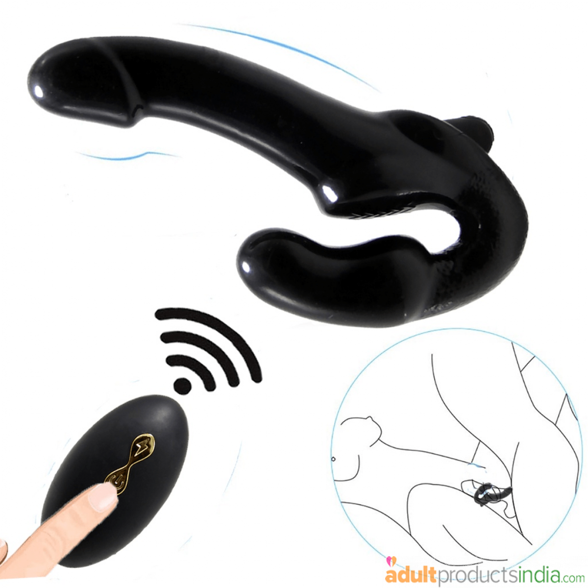 10 Speeds Strapless Strap-on Dildo Vibrator for Couples Lesbian Double Headed