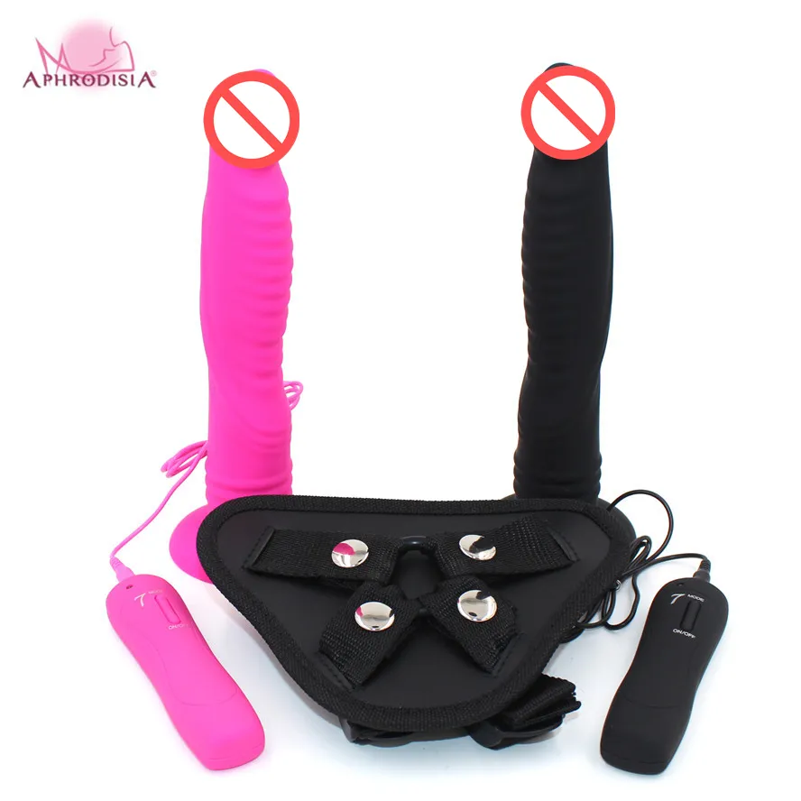 Lesbian Toys: Dual Ended Silicone Vibrating Strap On With Suction Cup 7 Modes For Couples Play Solo Use From Misssexy 16.3
