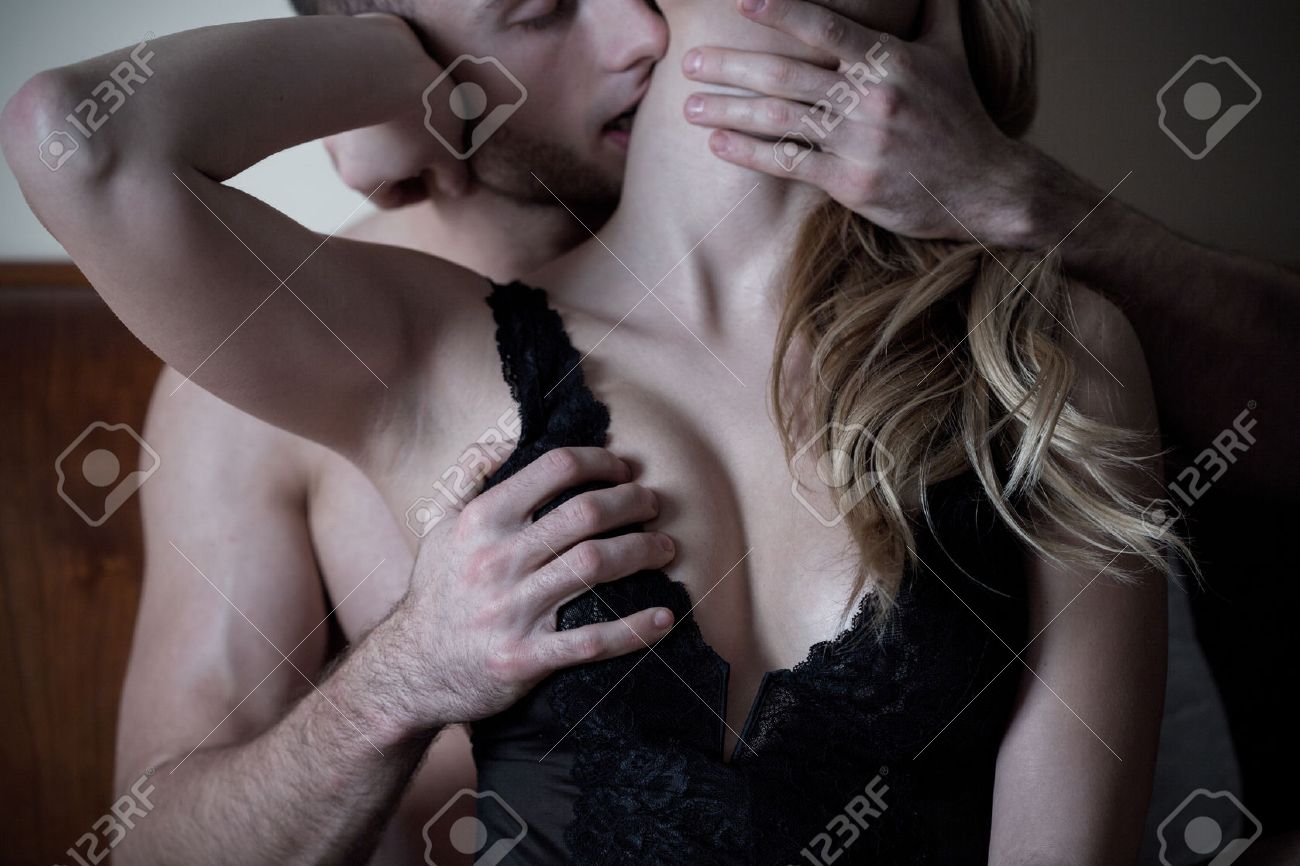 Man Caresses Neck And Breast Of Woman In Bed Stock Photo Picture and Royalty Free Image. Image 41101558.