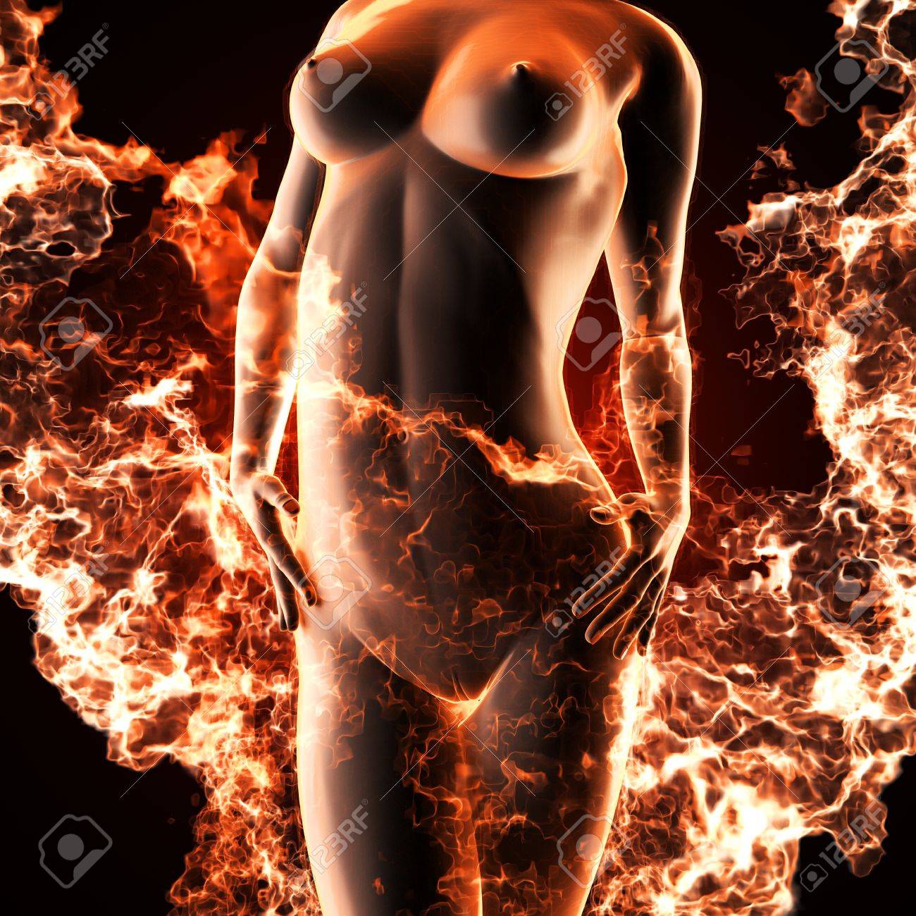 Sexy Woman In Fire Made In 3d Stock Photo Picture and Royalty Free Image. Image 13107564.