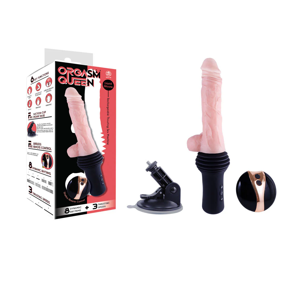 Excellent Power Orgasm Queen Remote Controlled Vibrating Thrusting Dildo Machine Flesh