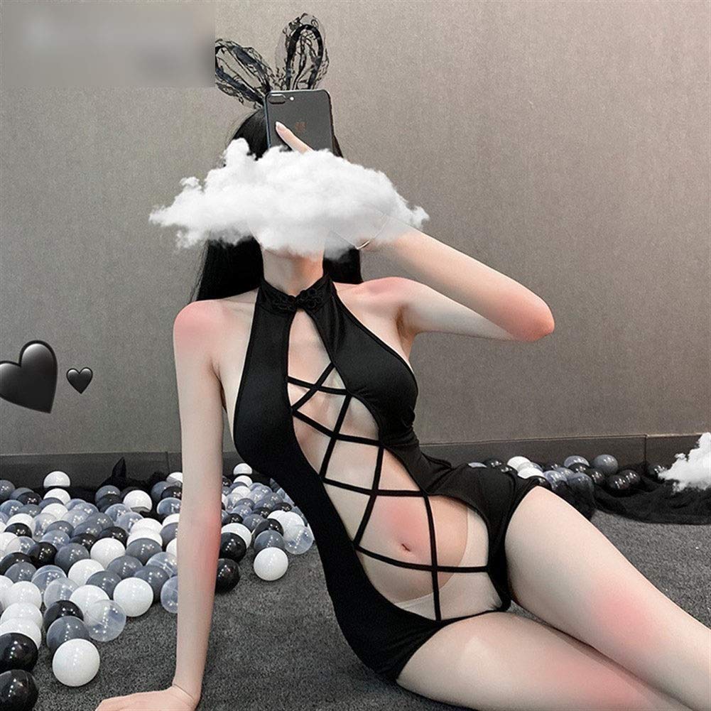Sexy Lingerie Sexy Hollow Ankou Dood Reservoir Water Leotard Pak Backless Stuk Kant Babydoll Maid Outfit Cosplay Sex kleding Uniform Set J1104 Color : Black Size : One size : Amazon.nl: Kleding