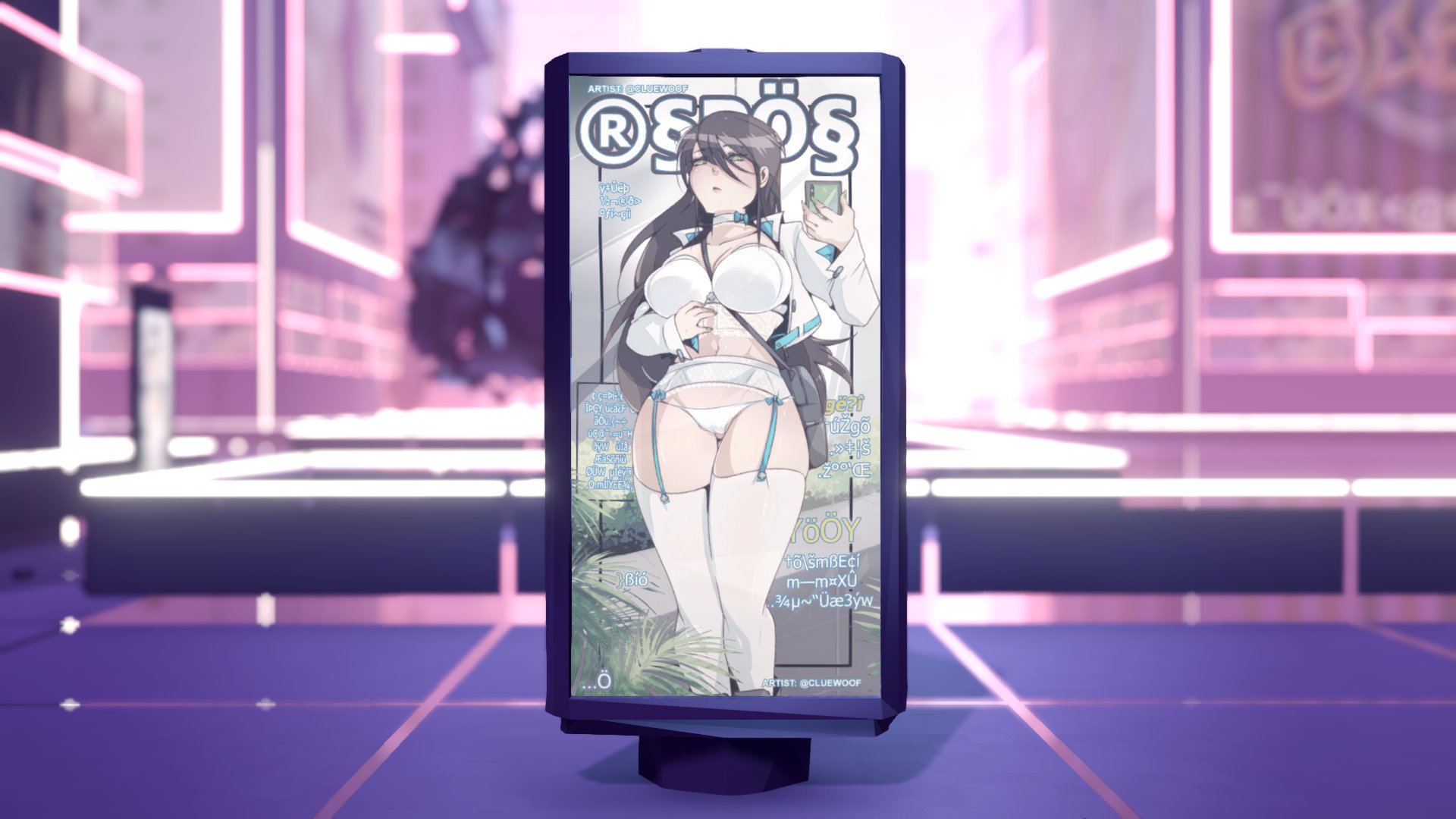 Manyakis X: One more poster! cluewoof also finished an artwork in 4 versions for the game Nude Byte! It will be shown in the Glitch City part of the game but