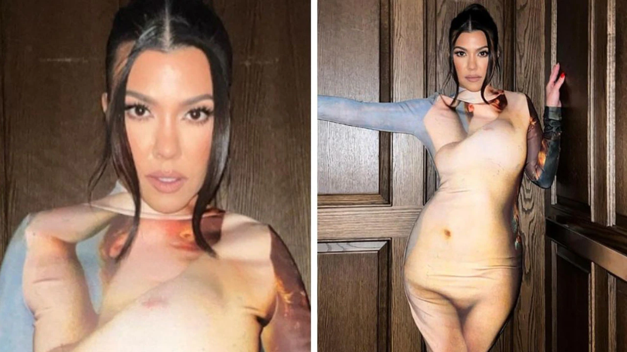 Kourtney Kardashian trolled over bizarre naked dress