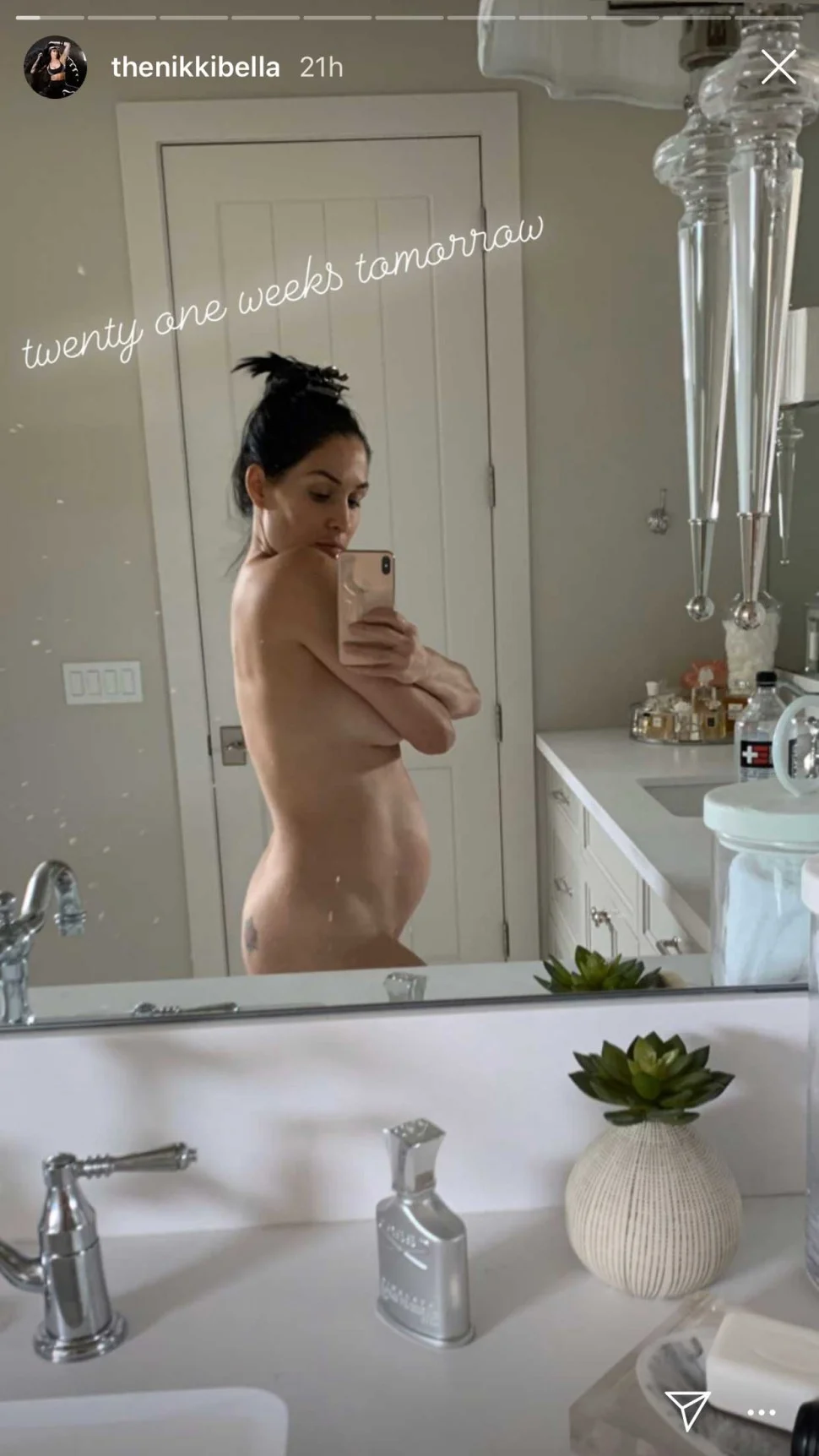 Nikki Bella Shares Nude Baby Bump Selfie at 21 Weeks Pregnant: Is It Too Much?