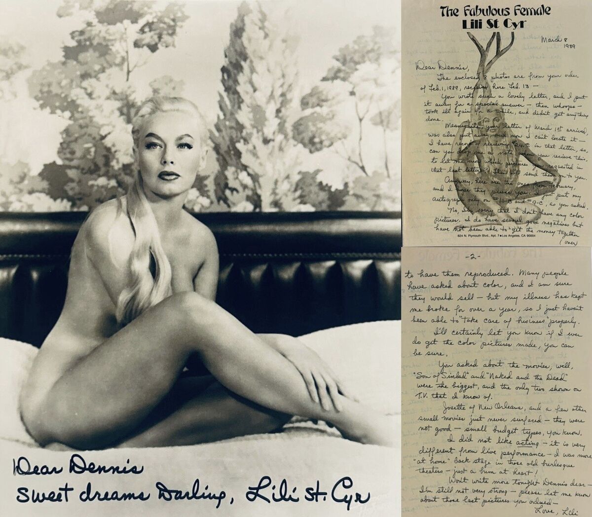 PSA DNA Lili St Cyr Signed 8x10 Nude Risqué Photo w Personal Letter Two Autos!