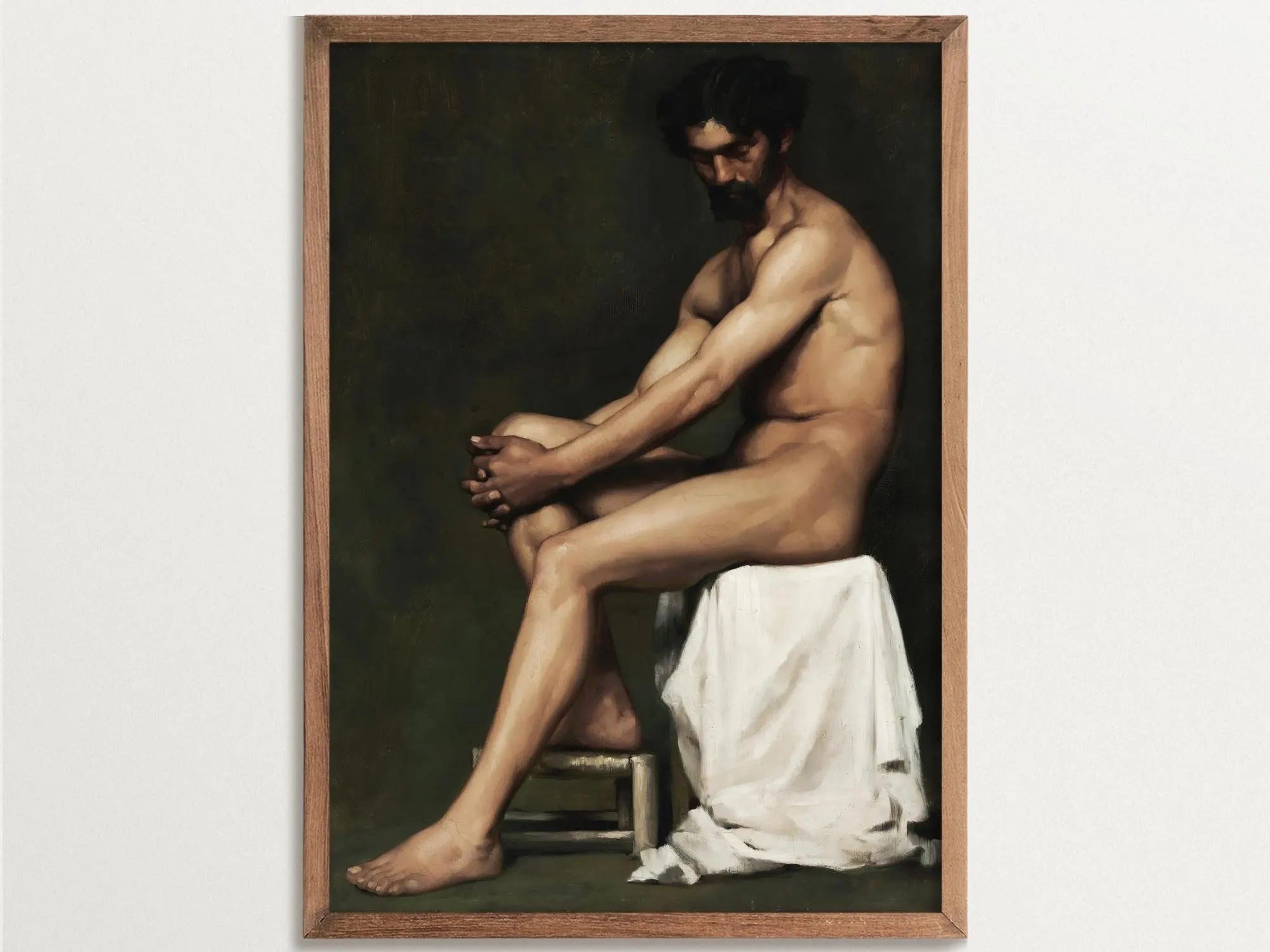 Male Nude Painting Print Moody Wall Art Male Portrait Print