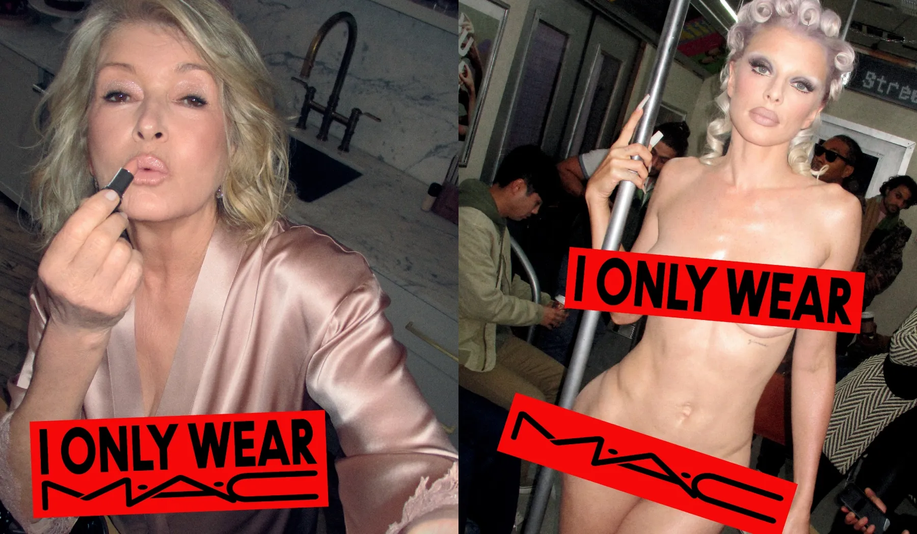 Martha Stewart and Julia Fox Front I Only Wear MAC Nude Lip Campaign
