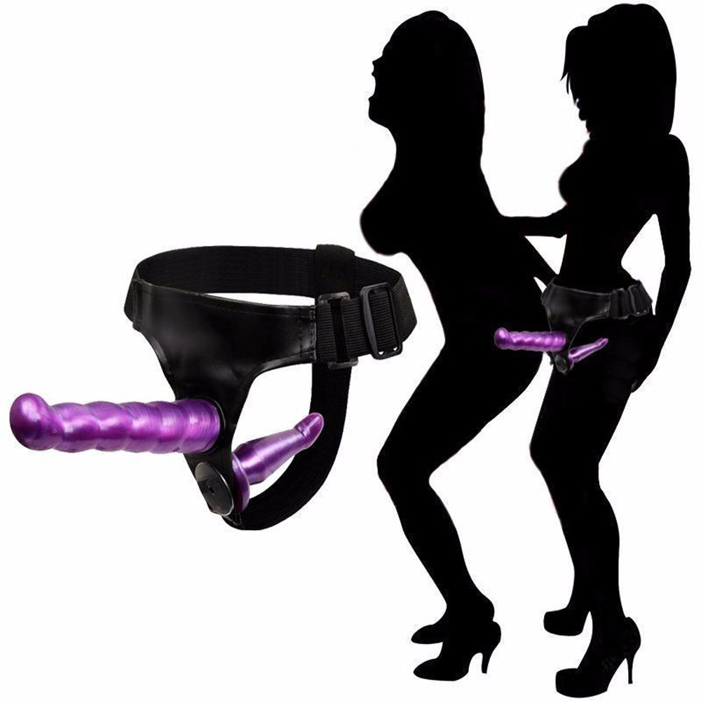 Double Sided Strap-On Dildo Vibrating Double Ended Penetration Lesbian Partner