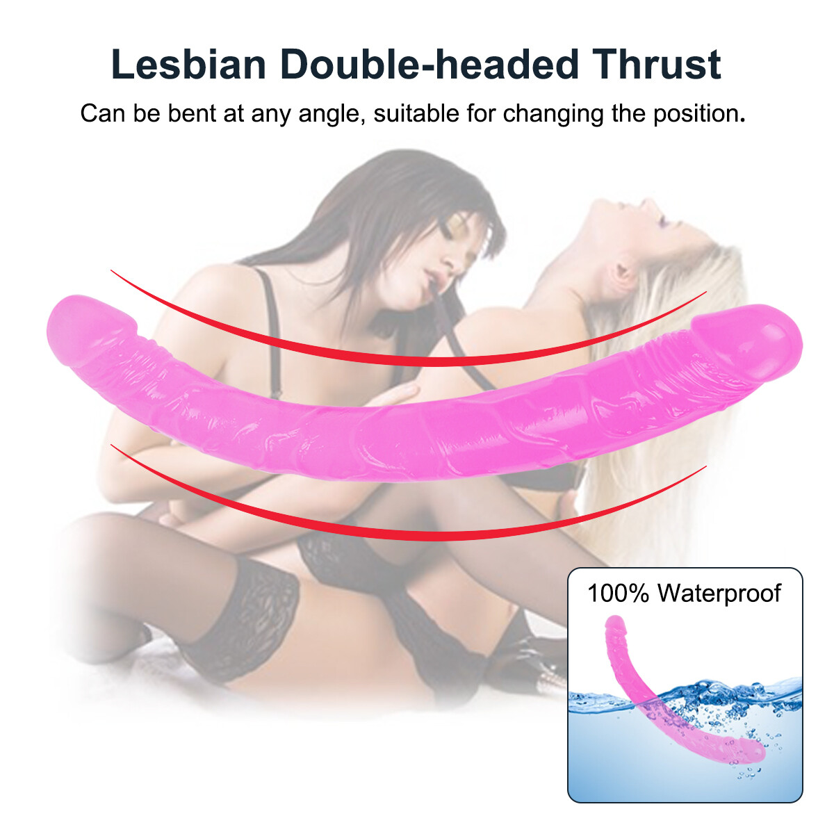 Long Double Sided Ended Headed Dildo Penetration Dong Lesbians Sex Toys Pink