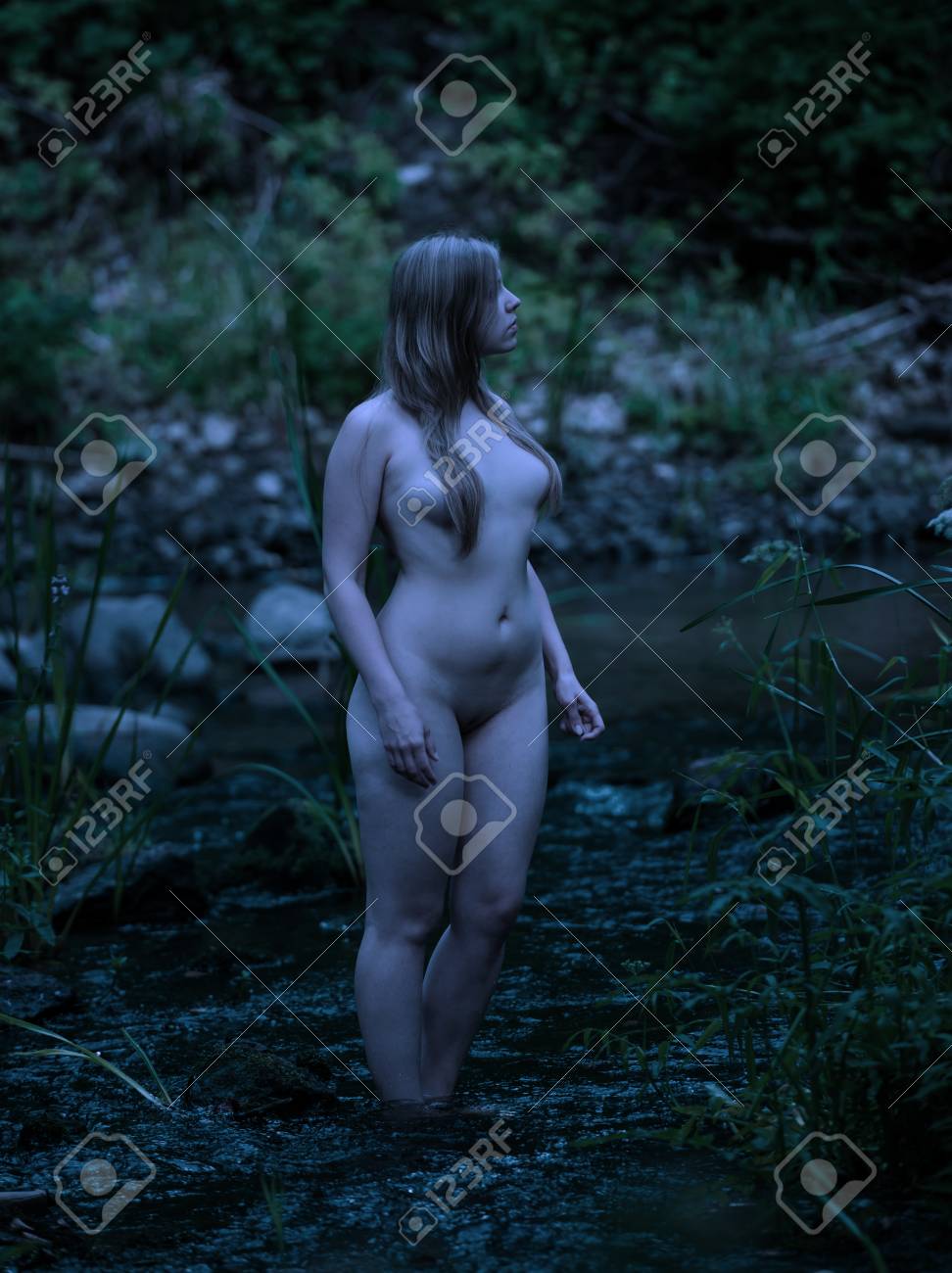 Beautiful Young Nude Woman Posing In The Forest At Night Stock Photo Picture and Royalty Free Image. Image 70106272.