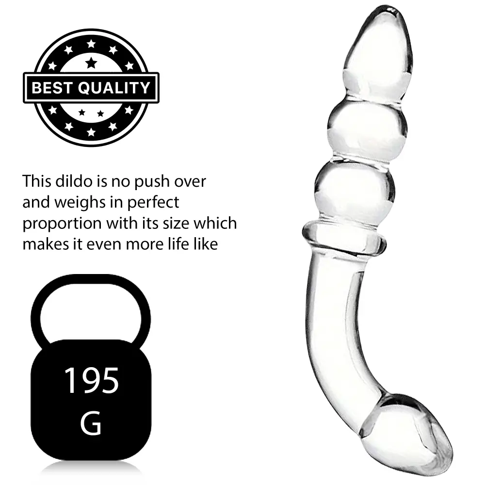 75 inch gebogen geribbelde glazen dildo