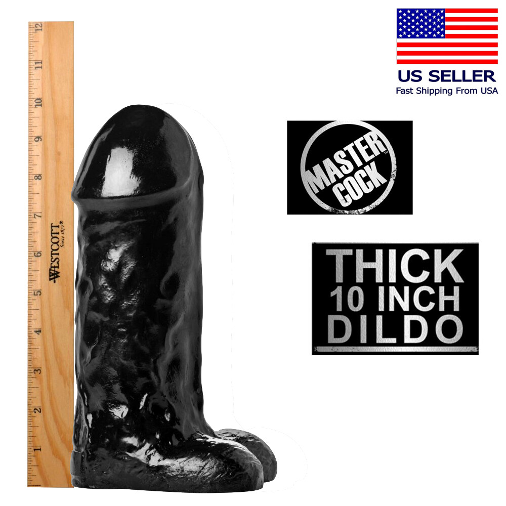 Black Cyclops 10 Long 3.5 Wide Huge Large Penis Balls Stretcher Dildo Sex Toy