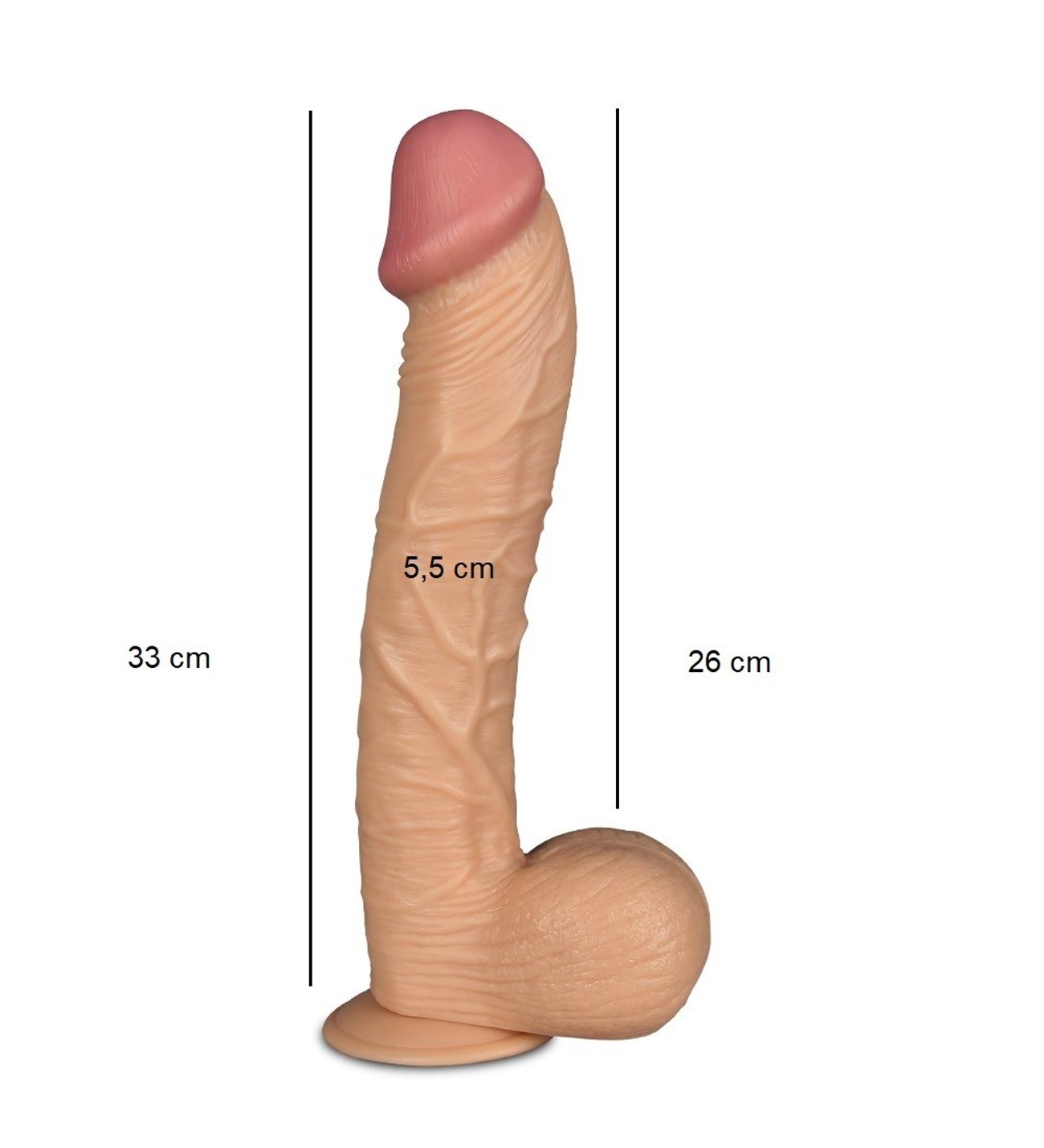 33 cm Gerçekçi Ekstra Uzun Kaln Dildo Penis