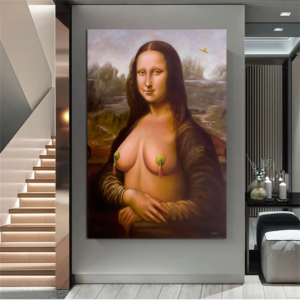 Sexy Mona Lisa Nude Canvas Paintings And Naked Women Posters Prints Wall Art For Living Room Bedroom Home Decoration Frameless