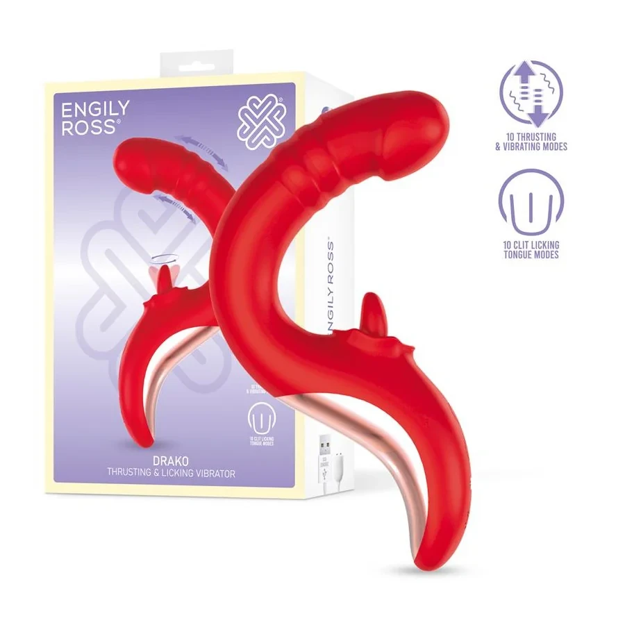 Drako Vibrador con Thrusting y Lengua Oscilante 360