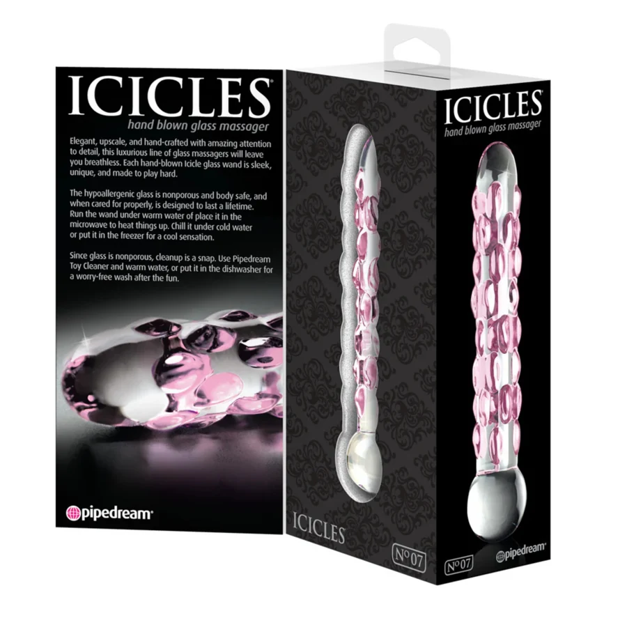 Dildo Icicles No. 07 in Vetro Rosa