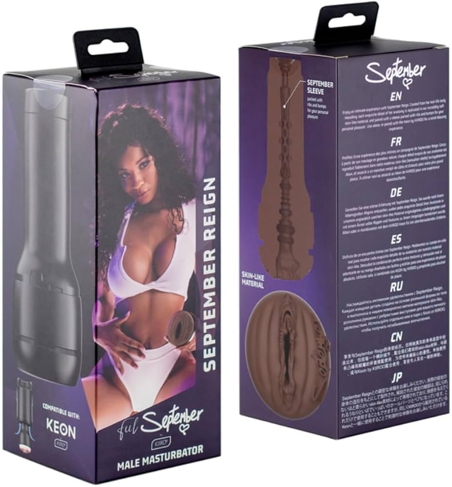 : New KIIROO FeelStars September Reign Interactive Pussy Stroker Kit. Includes a PowerBlow Interactive Suction Device with FeelConnect App