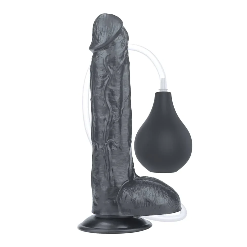 10 Soft Realistic Squirting Ejaculating Dildo with Enema Bulb