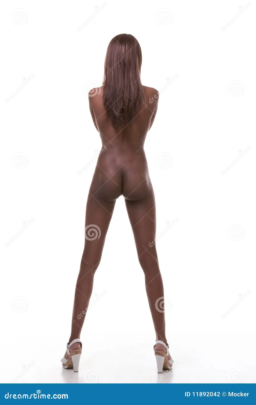 Naked Ethnic Black Woman with Slender Legs Stock Photo