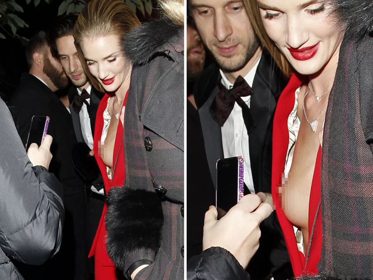 Rosie Huntington-Whiteley nipple and boob out at British Fashion Awards