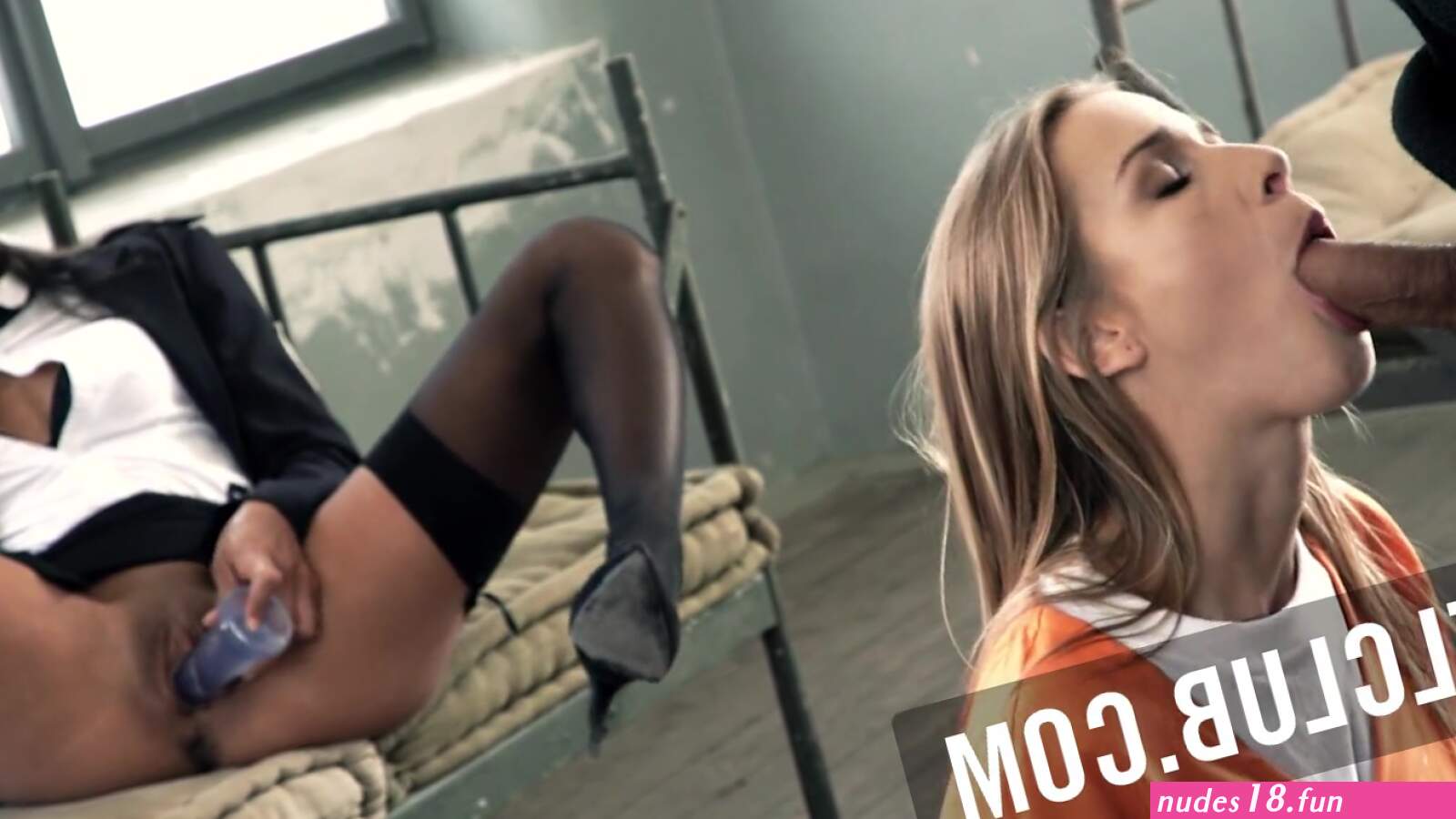 Arrested blonde Alexis Crystal threesome with police officers in a Czech prison. Free porn videos on