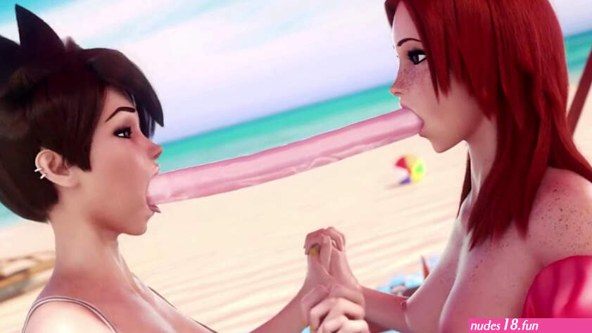 Tracer and Emily dildo deepthroat