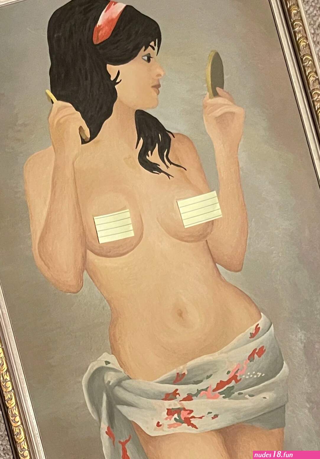 Vintage 1960s Nude Woman Oil Painting Mid Century Erotic Art Wall Hanging Naked