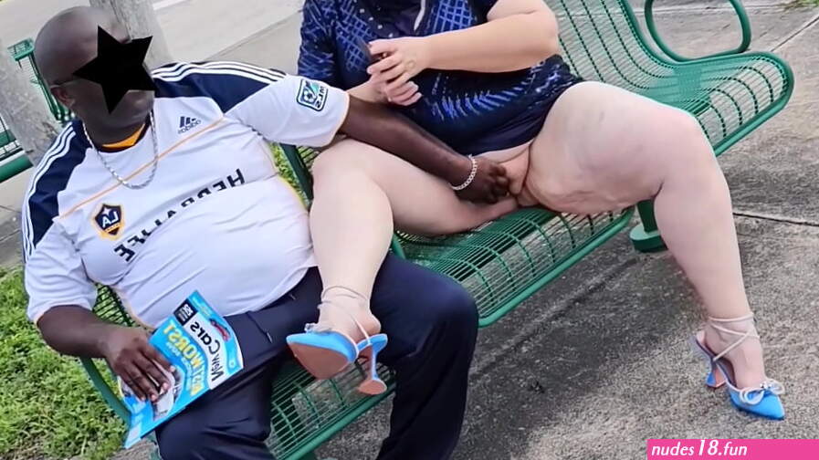 Hijab Muslim Milf let stranger at the bus stop cum twice on her big meaty pussy lips public outdoor BBW SSBBW
