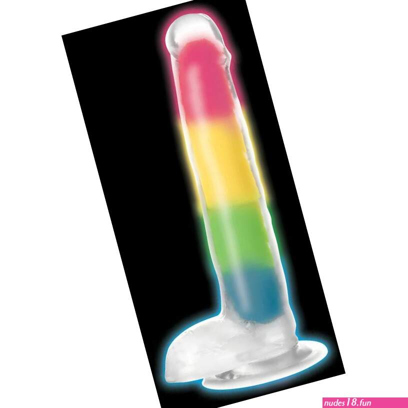 Lollicock Silicone Dildo With Balls 7 In. Rainbow Glow In The Dark