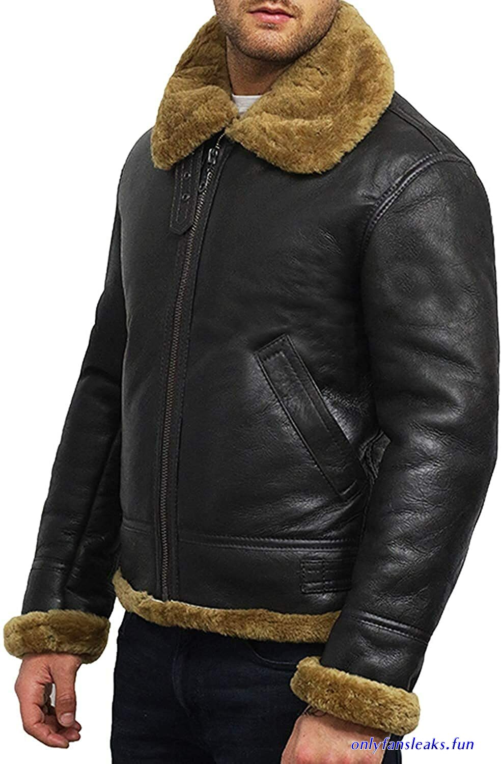 leather coat wrapped around his head and wanked off