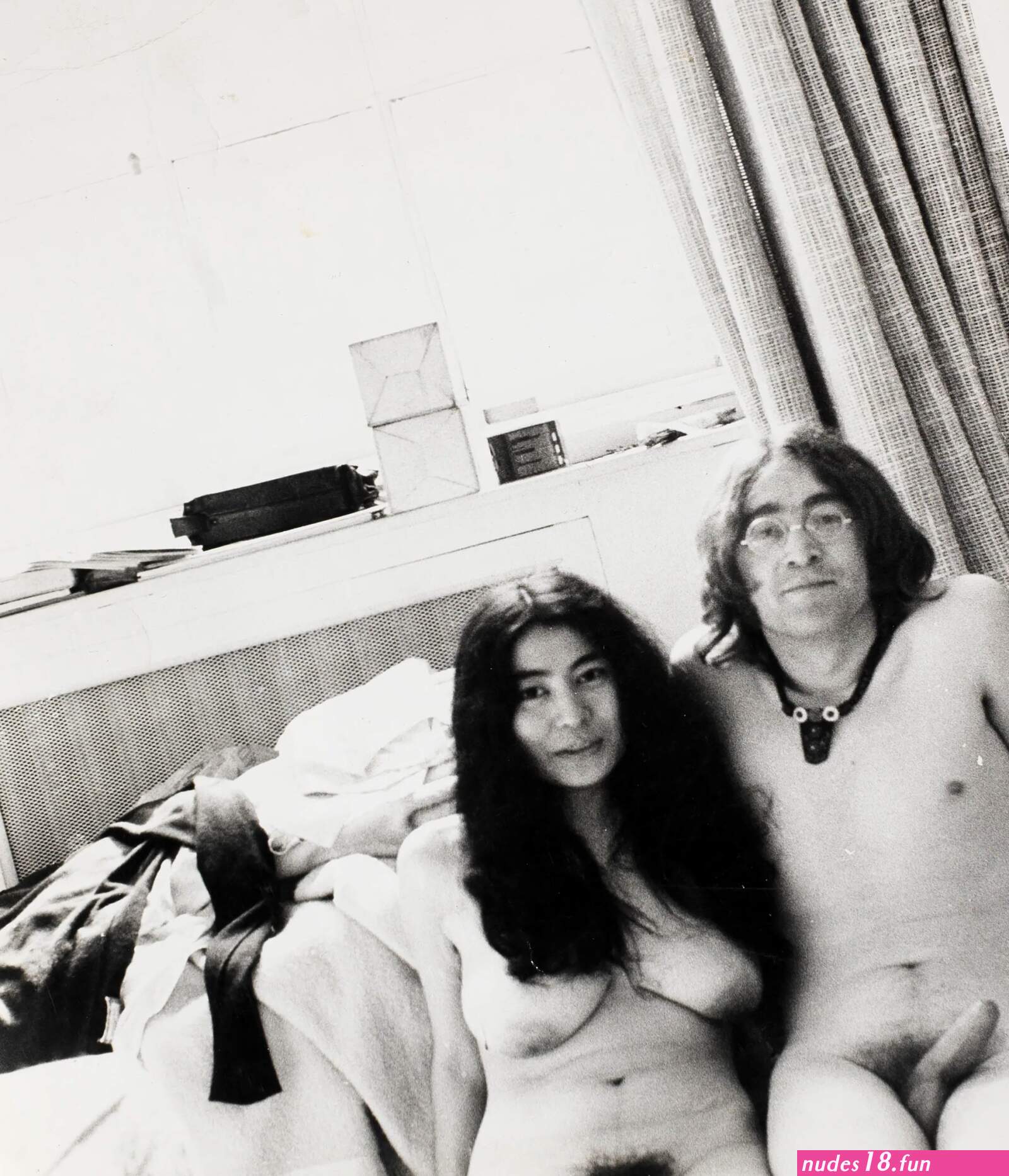 Bonhams : John Lennon and Yoko Ono three vintage prints taken by John Lennon for the infamous album cover Unfinished Music No. 1 Two Virgins 1968