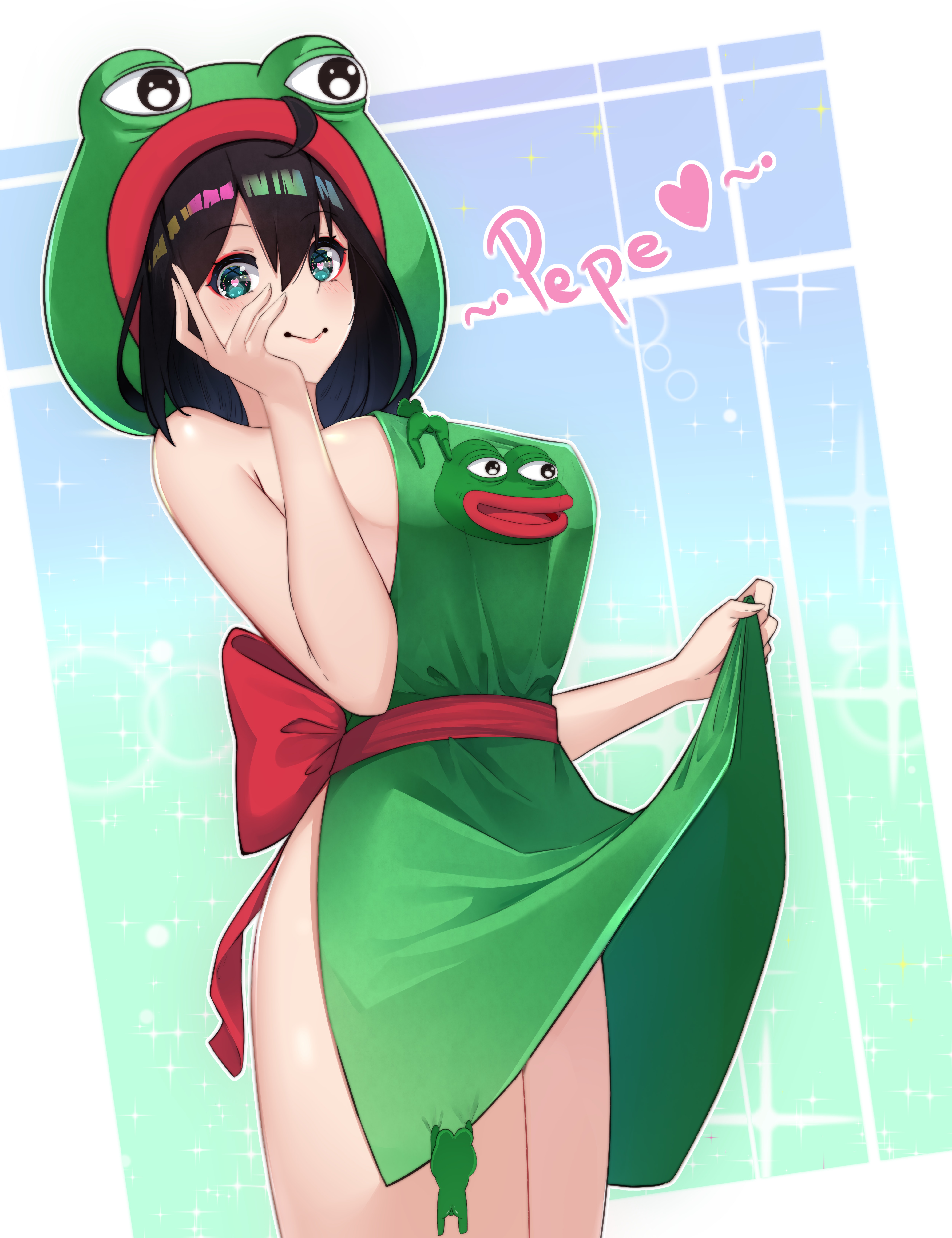 pondsama01 pepe the frog naked apron